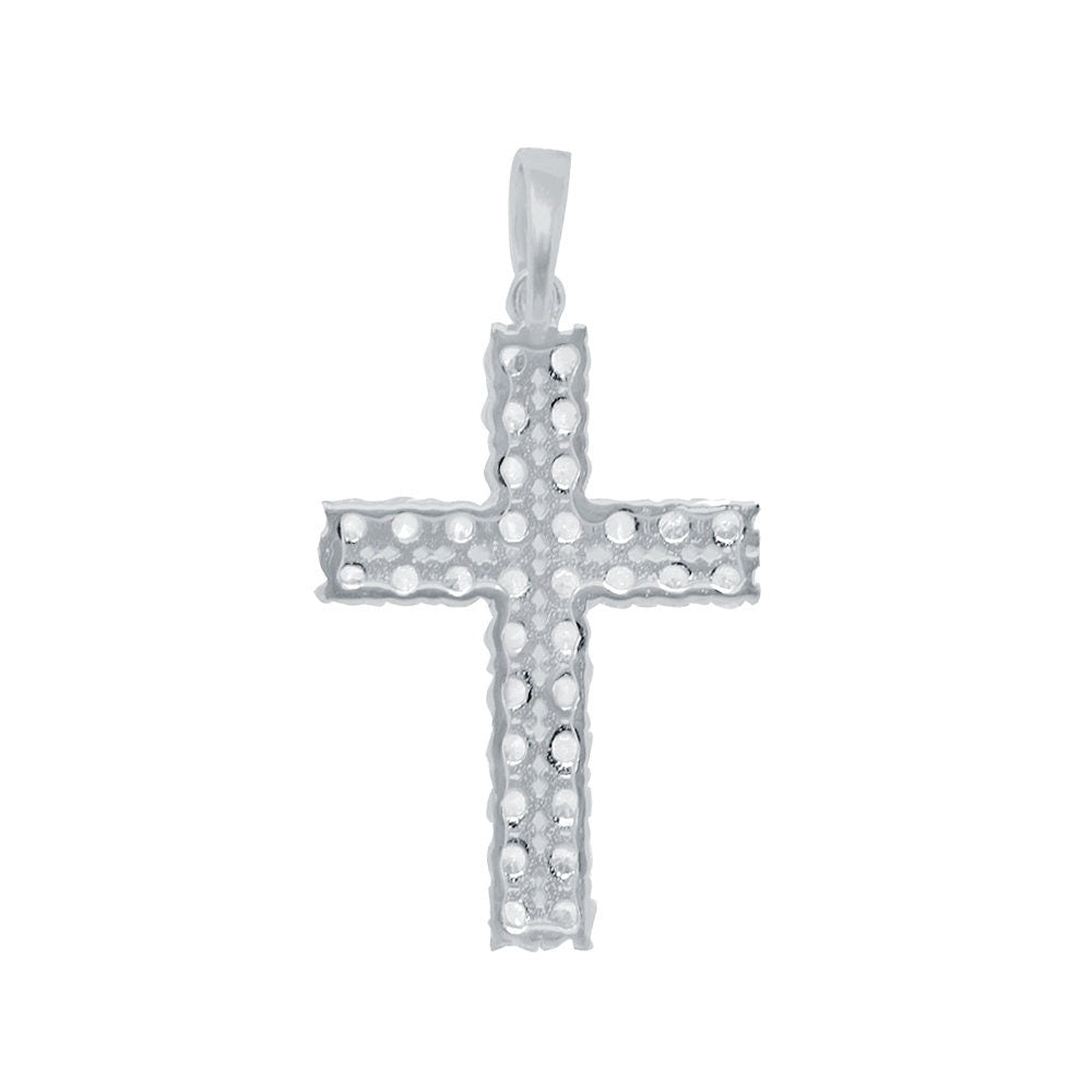 1.25" Sterling Silver Ladies Mini White Gold Finish Cross Charm Pendant A++ Czs 1.25"