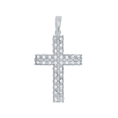 1.25" Sterling Silver Ladies Mini White Gold Finish Cross Charm Pendant A++ Czs 1.25"