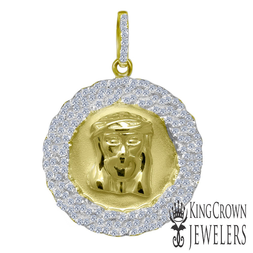 1.5" Real Silver 10k Yellow Gold Jesus Head Face Charm Pendant Men's Ladies New