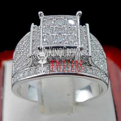 Ladies Womens 14K White Gold Finish Simulated Diamond Wedding Engagement Bridal Ring Band
