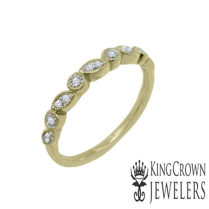 10K Yellow Gold Diamond Anniversary Ring Ladies Migraine Wedding Band 0.10Ct New
