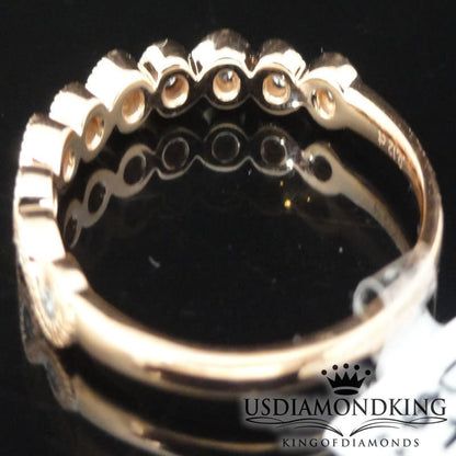 10K Rose Gold Diamond Anniversary Ring Ladies Milgrain Wedding Band 0.10Ct New