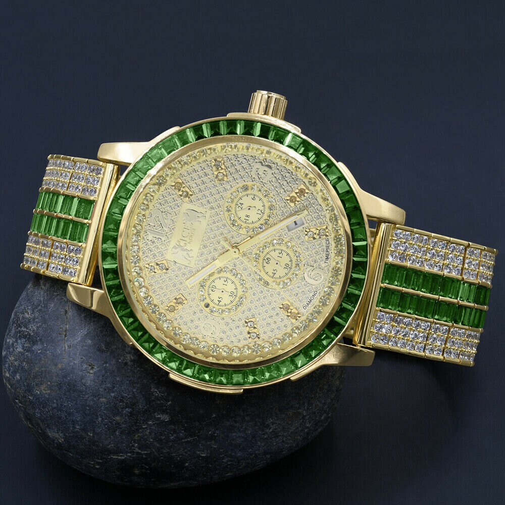 Mens Exclusive Custom Watch Real Diamond Dial Solid Steel Bezel Adjustable Band W/Date Function