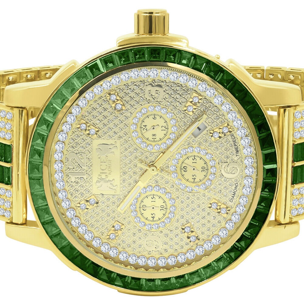 Mens Exclusive Custom Watch Real Diamond Dial Solid Steel Bezel Adjustable Band W/Date Function