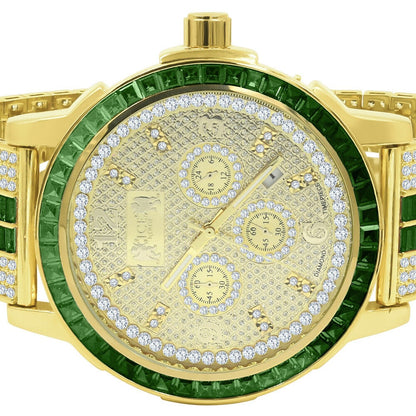Mens Exclusive Custom Watch Real Diamond Dial Solid Steel Bezel Adjustable Band W/Date Function