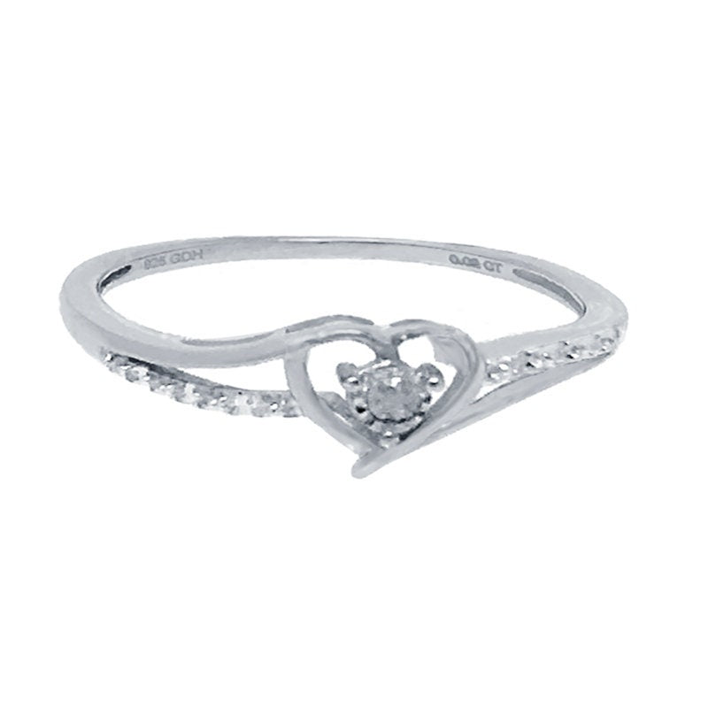 Ladies genuine diamond yellow and white choose your own sterling silver Heart ring valentines Special
