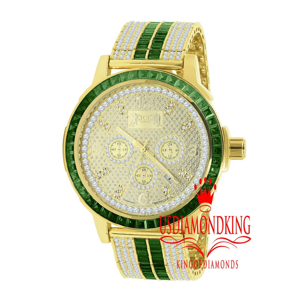 Mens Exclusive Custom Watch Real Diamond Dial Solid Steel Bezel Adjustable Band W/Date Function