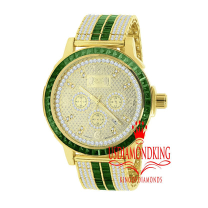 Mens Exclusive Custom Watch Real Diamond Dial Solid Steel Bezel Adjustable Band W/Date Function