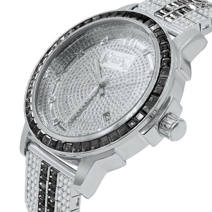 Roman Face Exclusive Custom Watch Mens Black Onyx Real Diamond Dial Solid Steel Custom Bezel Band 18K Gold Tone