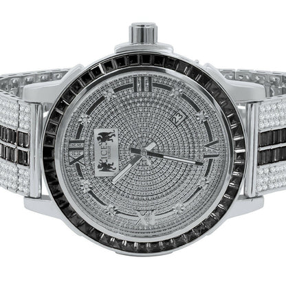 Roman Face Exclusive Custom Watch Mens Black Onyx Real Diamond Dial Solid Steel Custom Bezel Band 18K Gold Tone