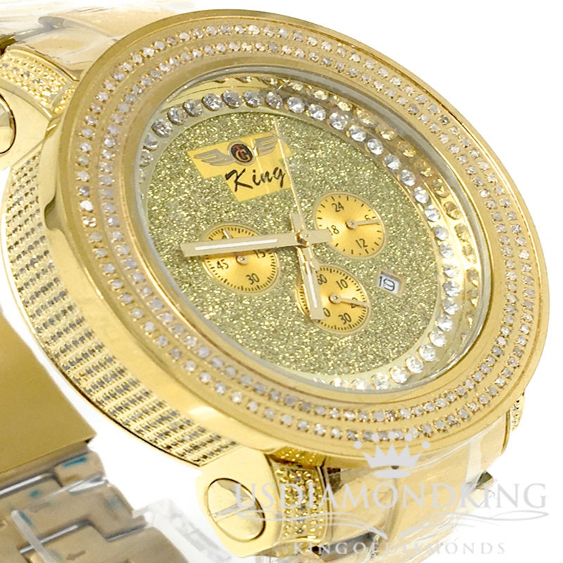 Men's Solid Stainless Steel Tarnish Free 4 Ctw Genuine Diamond Silver Tone Watch