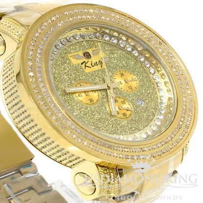 Men's Solid Stainless Steel Tarnish Free 4 Ctw Genuine Diamond Silver Tone Watch