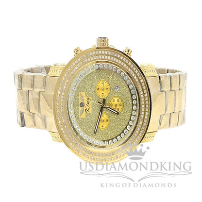 Men's Solid Stainless Steel Tarnish Free 4 Ctw Genuine Diamond Silver Tone Watch