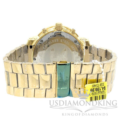 Men's Solid Stainless Steel Tarnish Free 4 Ctw Genuine Diamond Silver Tone Watch