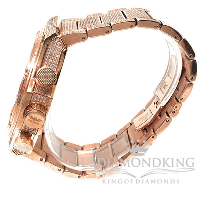 Men's Solid Stainless Steel Tarnish Free 4 Ctw Genuine Diamond Copper Tone Watch