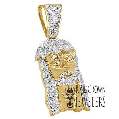 Mens Real Genuine Diamonds Jesus Face Piece Charm 10K Yellow Gold Finish Pendent 2.65''
