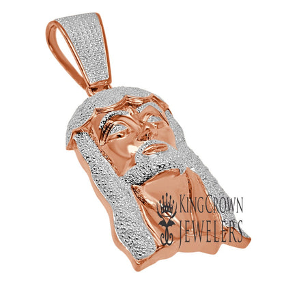 Mens Real Genuine Diamonds Jesus Face Piece Charm 10K Rose Gold Finish Pendent 2.65''