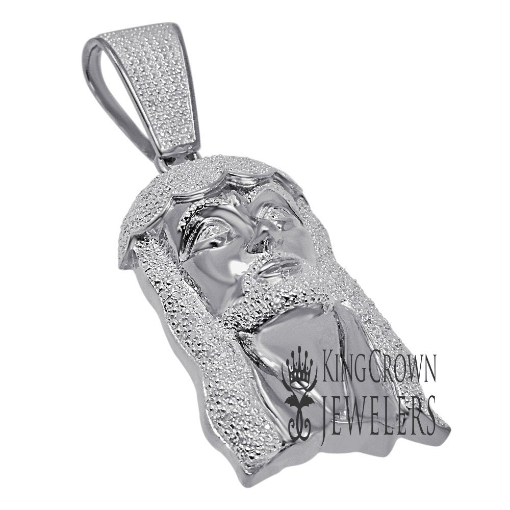Mens Real Genuine Diamonds Jesus Face Piece Charm 10K White Gold Finish Pendent 2.65''