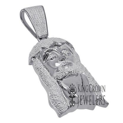 Mens Real Genuine Diamonds Jesus Face Piece Charm 10K White Gold Finish Pendent 2.65''