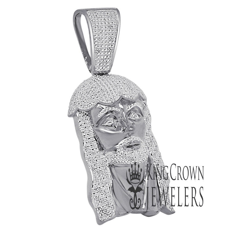 Mens Real Genuine Diamonds Jesus Face Piece Charm 10K White Gold Finish Pendent 2.65''