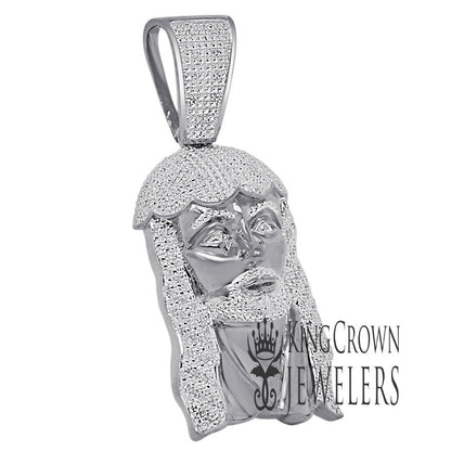 Mens Real Genuine Diamonds Jesus Face Piece Charm 10K White Gold Finish Pendent 2.65''