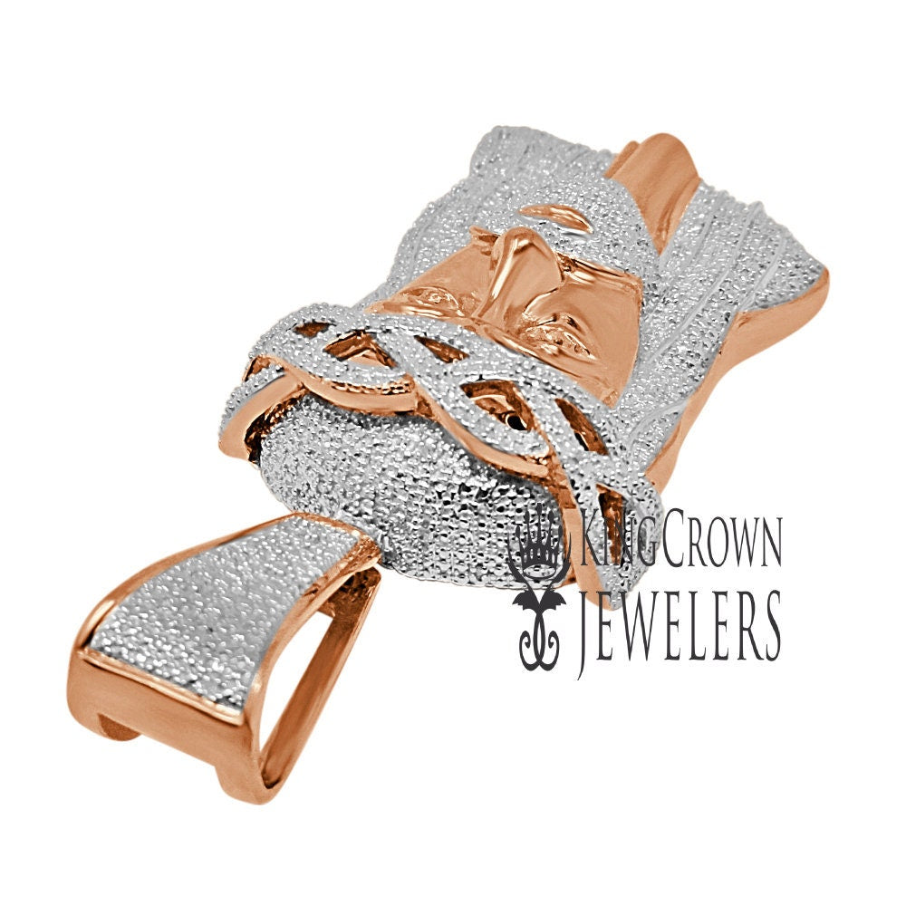 Real Authentic Genuine  Diamonds Jesus Face Piece Charm 10K Rose Gold Finish Mens Pendent 2.85''