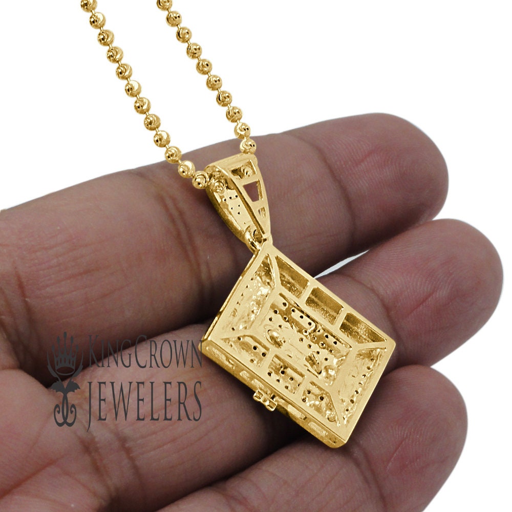 Genuine Authentic Diamond Mini Holy Bible Book 10K Yellow Gold Finish Pendent Charm + Chain