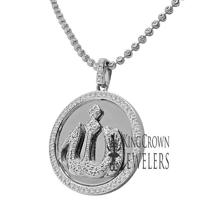 Real Genuine Authentic Diamond Mini Allah God Muslim Islamic Arabic Religious Pendant 10K Gold On Unisex Charm Chain Set Mini Small 1.25''