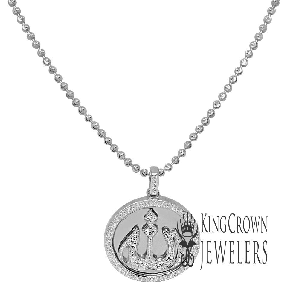 Real Genuine Authentic Diamond Mini Allah God Muslim Islamic Arabic Religious Pendant 10K Gold On Unisex Charm Chain Set Mini Small 1.25''