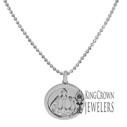 Real Genuine Authentic Diamond Mini Allah God Muslim Islamic Arabic Religious Pendant 10K Gold On Unisex Charm Chain Set Mini Small 1.25''