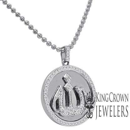 Real Genuine Authentic Diamond Mini Allah God Muslim Islamic Arabic Religious Pendant 10K Gold On Unisex Charm Chain Set Mini Small 1.25''