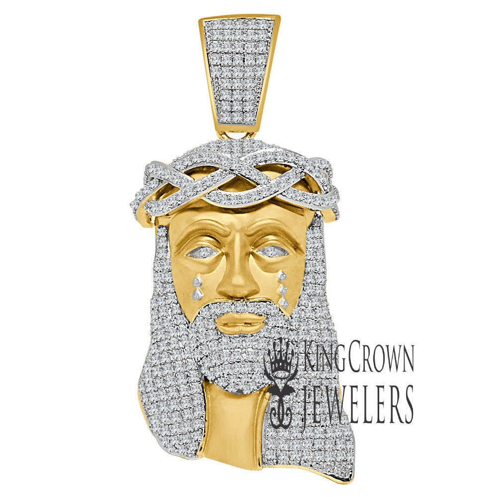 Big XL 4'' Real Yellow Gold Sterling Silver Jesus Holy Face Piece Pendent Charm
