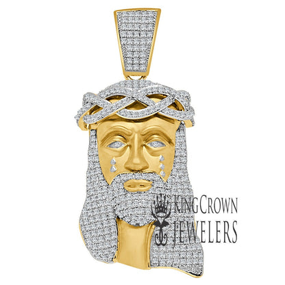 Big XL 4'' Real Yellow Gold Sterling Silver Jesus Holy Face Piece Pendent Charm