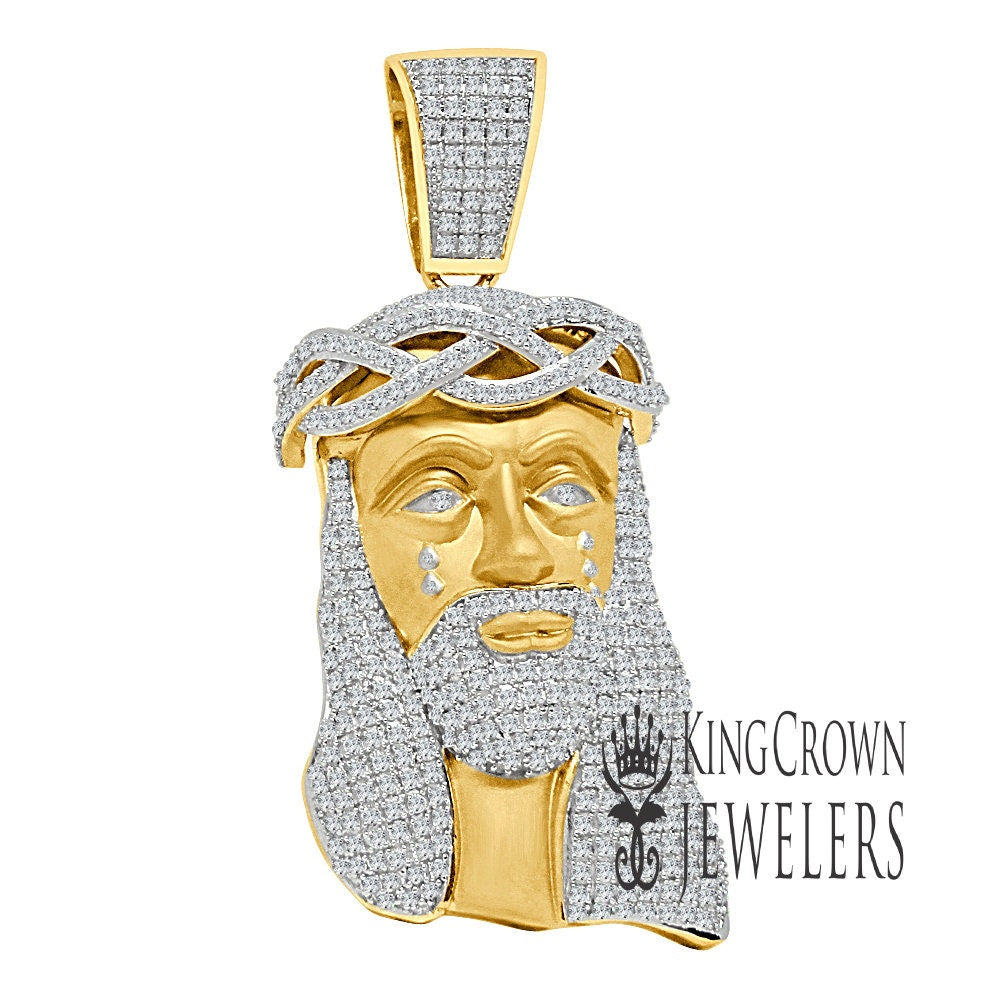 Big XL 4'' Real Yellow Gold Sterling Silver Jesus Holy Face Piece Pendent Charm