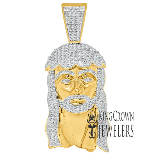 Real Yellow Gold Sterling Silver Jesus Holy Face Piece Pendent Charm XL 3.85''