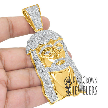 Real Yellow Gold Sterling Silver Jesus Holy Face Piece Pendent Charm XL 3.85''