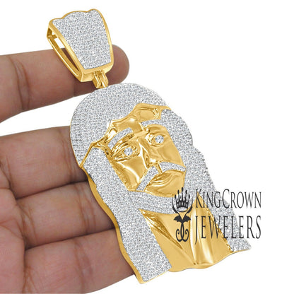 64+ Grams Big Jumbo 4'' Real Yellow Gold Sterling Silver Jesus Holy Face Piece Custom Pendent Charm
