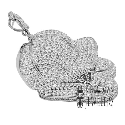 Exclusive Custom Piece Genuine White Gold Sterling Silver Baseball Cap Hat Pendant Sports Shoes Designer Charm