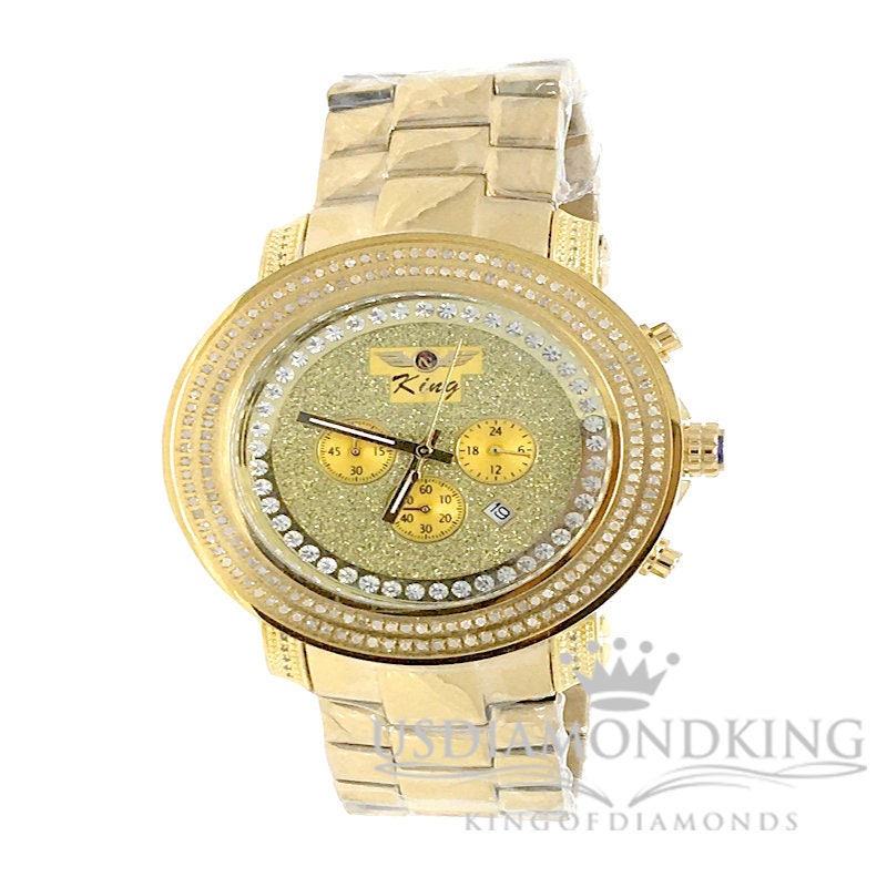 Men's Solid Stainless Steel Tarnish Free 4 Ctw Genuine Diamond Silver Tone Watch