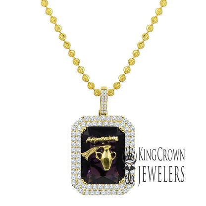 14K Yellow Gold Finish Lucky Zodiac Sign Birthstone Astrology 2.00 Cwt. Simulated Diamond Good Luck Unisex Pendant Charm Chain Necklace  Set