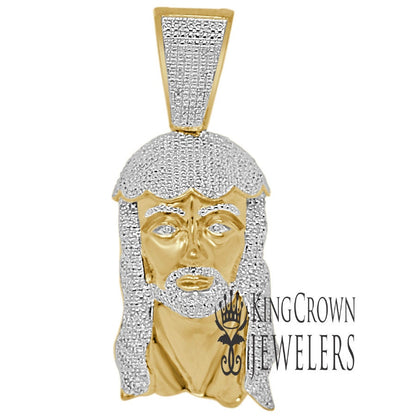 Mens Real Genuine Diamonds Jesus Face Piece Charm 10K Yellow Gold Finish Pendent 2.65''