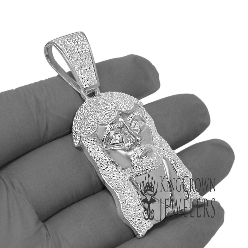 Mens Real Genuine Diamonds Jesus Face Piece Charm 10K White Gold Finish Pendent 2.65''