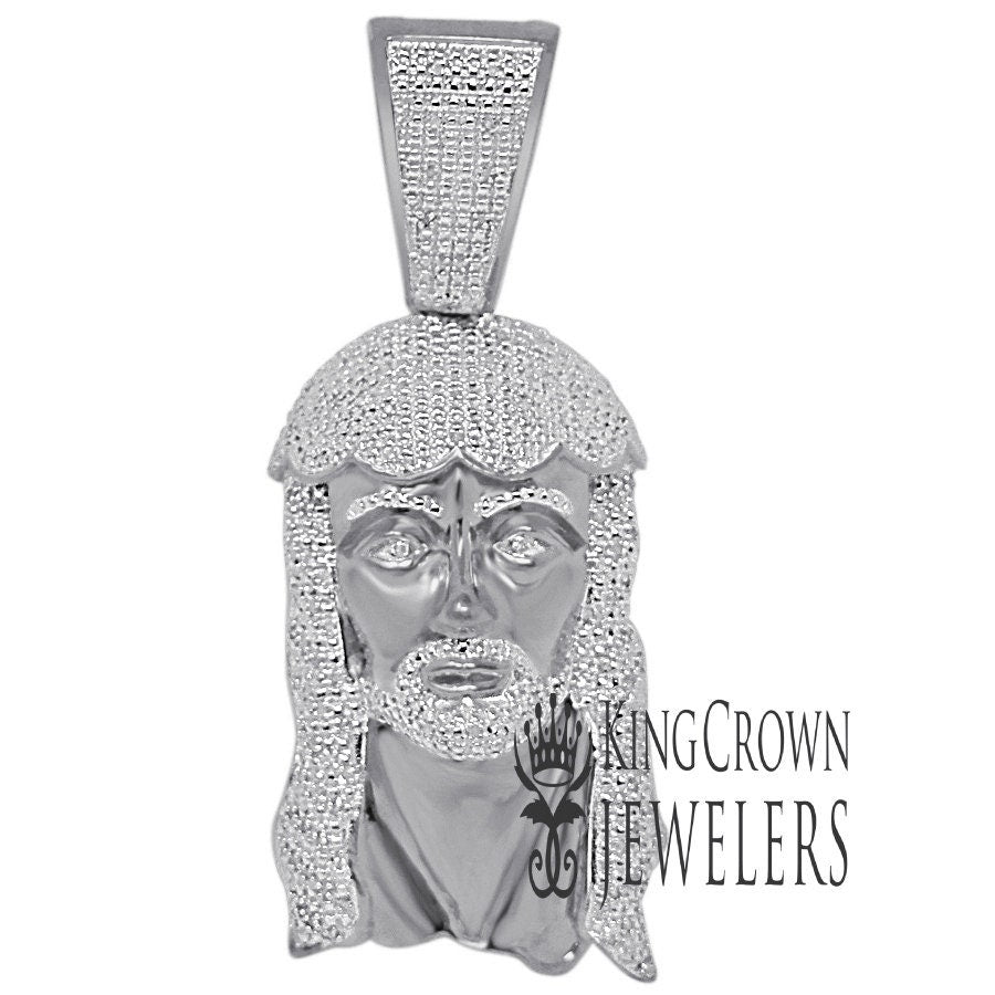 Mens Real Genuine Diamonds Jesus Face Piece Charm 10K White Gold Finish Pendent 2.65''