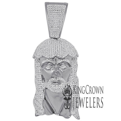 Mens Real Genuine Diamonds Jesus Face Piece Charm 10K White Gold Finish Pendent 2.65''