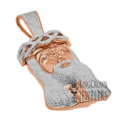 Real Authentic Genuine  Diamonds Jesus Face Piece Charm 10K Rose Gold Finish Mens Pendent 2.85''