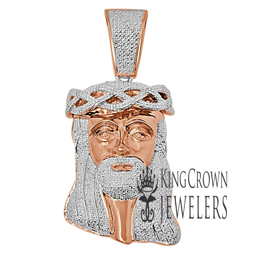 Real Authentic Genuine  Diamonds Jesus Face Piece Charm 10K Rose Gold Finish Mens Pendent 2.85''