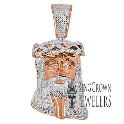 Real Authentic Genuine  Diamonds Jesus Face Piece Charm 10K Rose Gold Finish Mens Pendent 2.85''