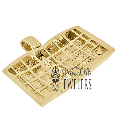 Mens Genuine Diamonds Holy Bible Book Pendant Cross Charm 10K Yellow Gold Finish