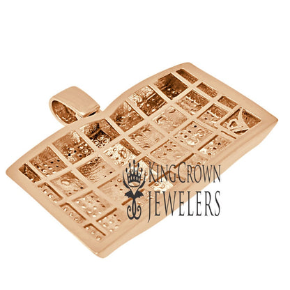 Mens Genuine Diamonds Holy Bible Book Pendant Cross Charm 10K Rose Gold Finish