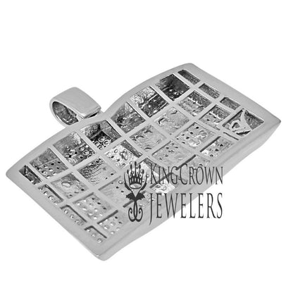 Mens Genuine Diamonds Holy Bible Book Pendant Cross Charm 10K White Gold Finish